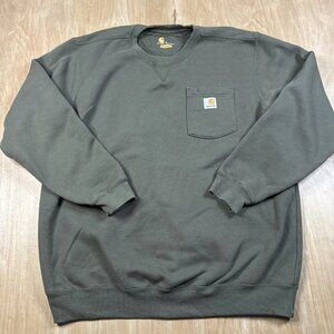 Carhartt Original Fit Mens Army Green Long Sleeve Pullover Sweatshirt Size Large